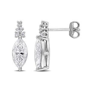 2.13 Carat (ctw) Moissanite Dangle Drop Earrings in Sterling Silver